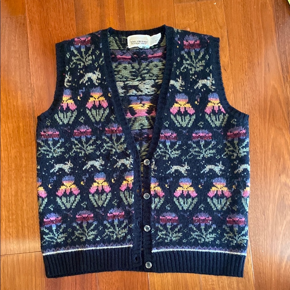Floral Patterned vintage black Sweater Vest